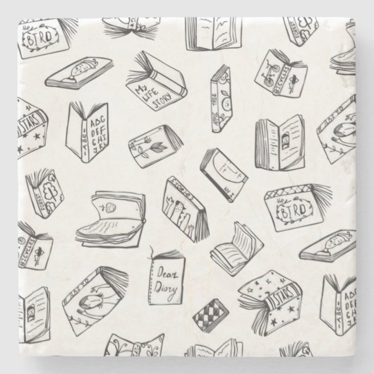 Dessous-de-verre En Pierre Motif de livre (Devant)