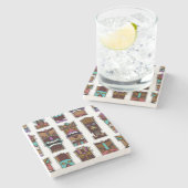 Dessous-de-verre En Pierre Motif de masques de Tiki (Côté)
