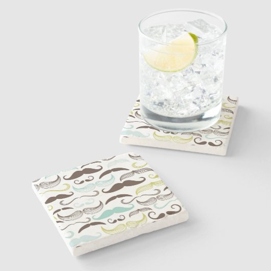 Dessous-de-verre En Pierre Motif de moustache, rétro style 2 (Côté)
