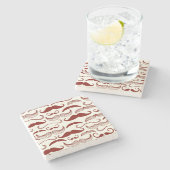 Dessous-de-verre En Pierre Motif de moustache, rétro style 3 (Côté)