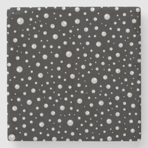 Dessous-de-verre En Pierre Motif de perle sur fond noir
