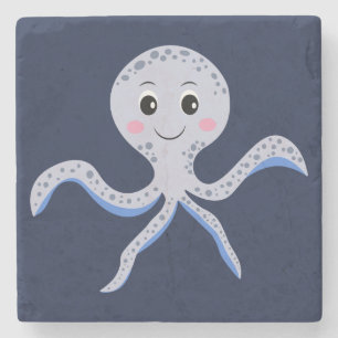 Dessous-de-verre En Pierre Motif de Pieuvre Mignonne