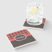 Dessous-de-verre En Pierre Motif de plaid de Buffalo (Côté)