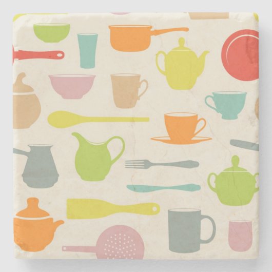 Dessous-de-verre En Pierre Motif de plats (Devant)