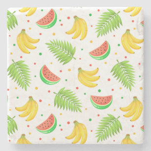 Dessous-de-verre En Pierre Motif de Pointe Polka aux fruits tropicaux