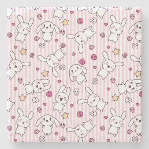 Dessous-de-verre En Pierre motif de rayures de kawaii