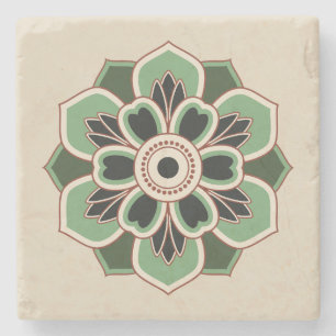 Dessous-de-verre En Pierre motif de rosette vert vintage