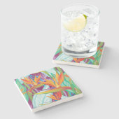 Dessous-de-verre En Pierre Motif de Strelitzia (Côté)