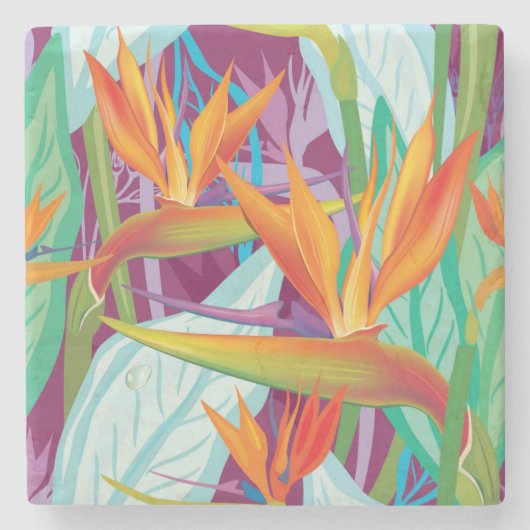 Dessous-de-verre En Pierre Motif de Strelitzia (Devant)