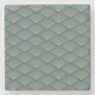 Dessous-de-verre En Pierre Motif de style Art déco en bleu turquoise