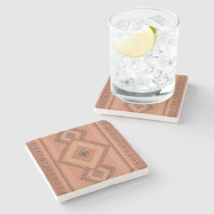 Dessous-de-verre En Pierre Motif de surface tribal marocain en terracotta cha