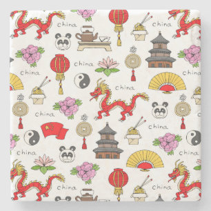 Dessous-de-verre En Pierre Motif de symboles de la Chine