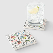 Dessous-de-verre En Pierre Motif de symboles de l'Asie | (Côté)