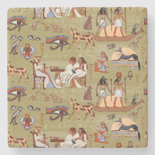 Dessous-de-verre En Pierre Motif de symboles de l'Egypte | (Devant)