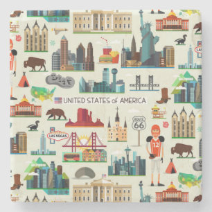 Dessous-de-verre En Pierre Motif de symboles des Etats-Unis