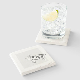 Dessous-de-verre En Pierre Motif de taches de vache en noir et blanc dessiné