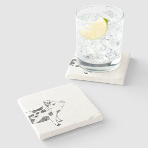 Dessous-de-verre En Pierre Motif de taches de vache en noir et blanc dessiné