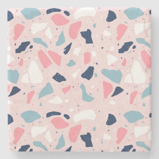 Dessous-de-verre En Pierre Motif de Terrazzo rose (Devant)