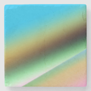 Dessous-de-verre En Pierre Motif de texture abstraite arc-en-ciel vert bleu t