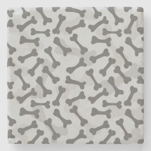 Dessous-de-verre En Pierre Motif de texture d'os à fond gris (Devant)