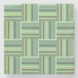 Dessous-de-verre En Pierre Motif de tissage à rayures vert olive