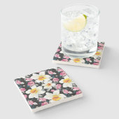 Dessous-de-verre En Pierre Motif d'élégance avec des fleurs de narcisse (Côté)
