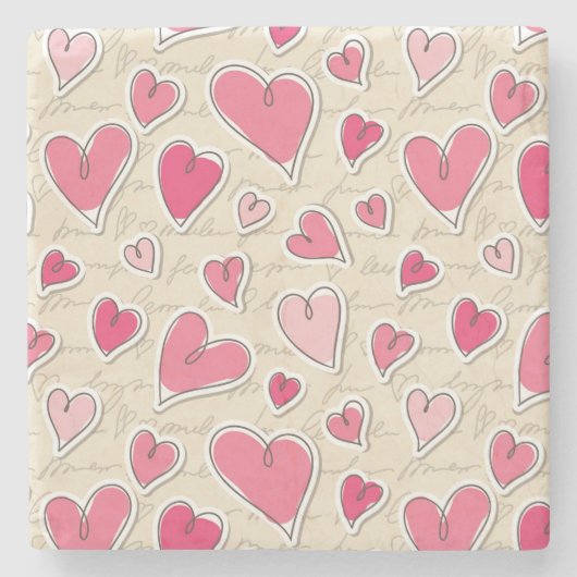 Dessous-de-verre En Pierre Motif des coeurs (Devant)