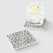 Dessous-de-verre En Pierre Motif des points Dalmatiens noirs et blancs (Côté)