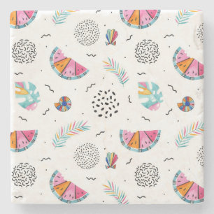 Dessous-de-verre En Pierre Motif d'été de Memphis Style Tropical