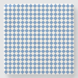 Dessous-de-verre En Pierre Motif diamant à carreaux bleu blanc