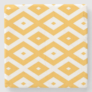 Dessous-de-verre En Pierre Motif diamant jaune et blanc soleil