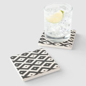 Dessous-de-verre En Pierre Motif diamant noir et blanc (Côté)