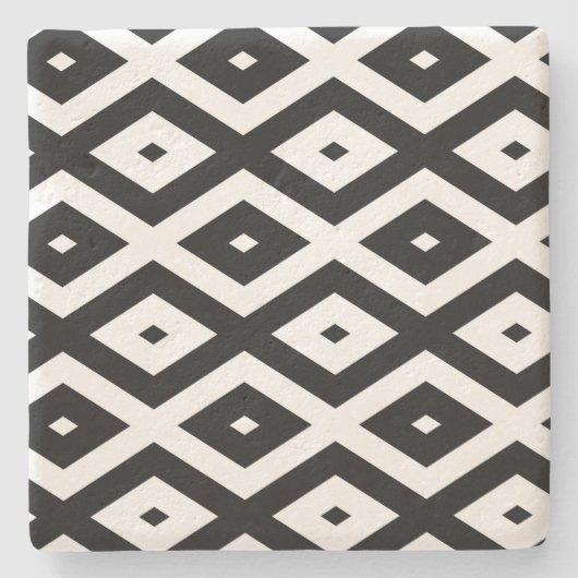 Dessous-de-verre En Pierre Motif diamant noir et blanc (Devant)