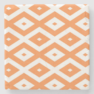 Dessous-de-verre En Pierre Motif diamant orange et blanc
