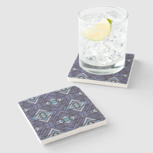 Dessous-de-verre En Pierre Motif diamant sud-ouest gris bleu