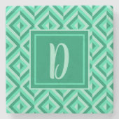Dessous-de-verre En Pierre Motif diamant trois tons vert Monogramme (Devant)
