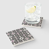 Dessous-de-verre En Pierre motif d'oiseau et de fleurs (Côté)