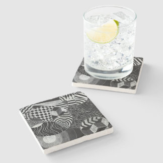 Dessous-de-verre En Pierre Motif Doodle 