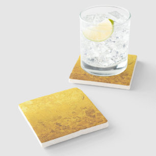 Dessous-de-verre En Pierre Motif d'OR/feuille d'or PURS + votre texte/image