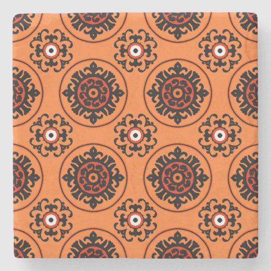 Dessous-de-verre En Pierre Motif d'Orange Suzani (Devant)