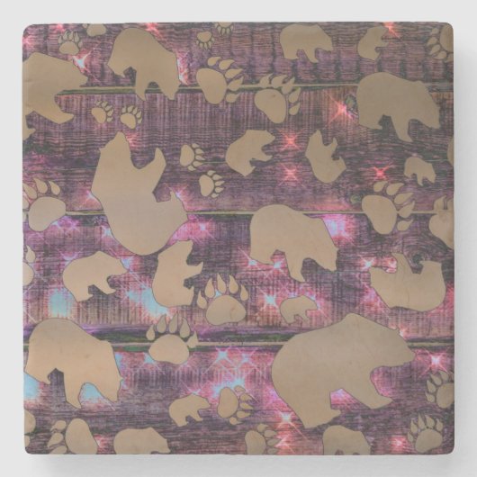 Dessous-de-verre En Pierre Motif d'ours (Devant)