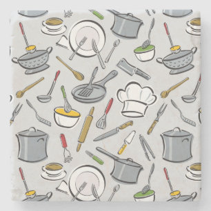 Dessous-de-verre En Pierre Motif d'outils de cuisine