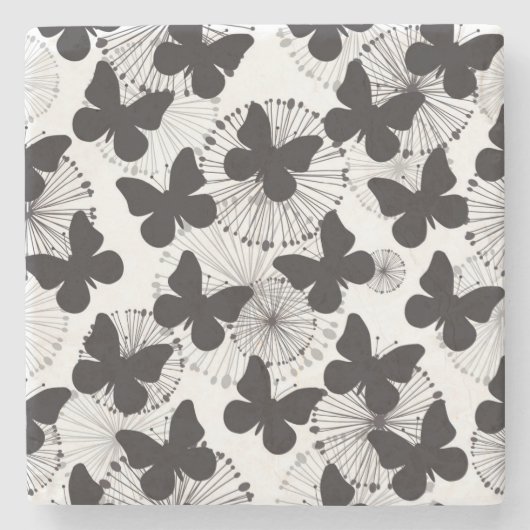 Dessous-de-verre En Pierre motif d'un papillon (Devant)