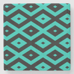 Dessous-de-verre En Pierre Motif en diamant noir et turquoise
