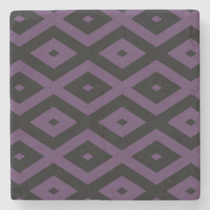 Dessous-de-verre En Pierre Motif en diamant noir et violet foncé