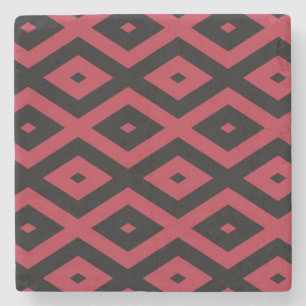 Dessous-de-verre En Pierre Motif en diamant rouge et noir