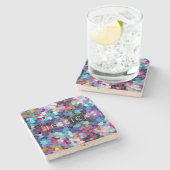 Dessous-de-verre En Pierre Motif en mosaïque colorée (Côté)