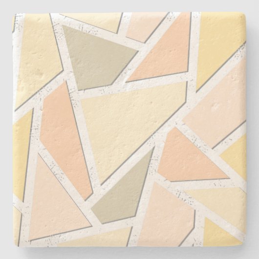 Dessous-de-verre En Pierre Motif en mosaïque jaune citron (Devant)