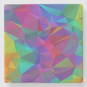 Dessous-de-verre En Pierre Motif en mosaïque polygonale colorée