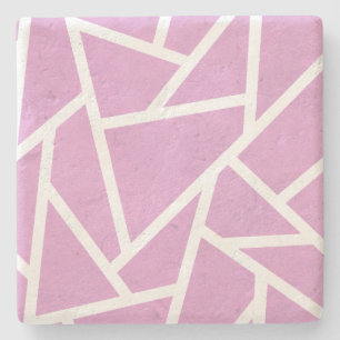 Dessous-de-verre En Pierre Motif en mosaïque rose et blanc